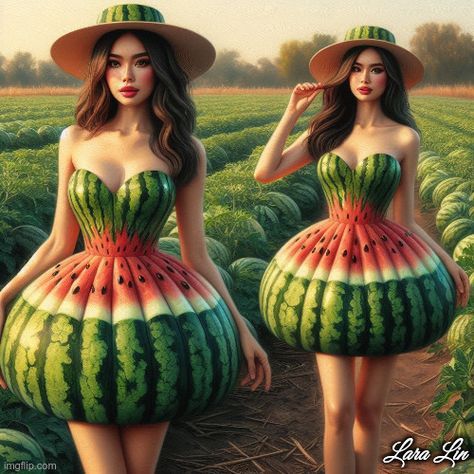 Impressive Cakes, Strange Fashion, Watermelon Outfit, Fruit Costumes, Fruit Fashion, Watermelon Dress, Watermelon Art, Watermelon Carving, Cake Artist