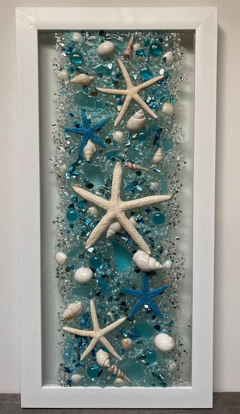 Starfish Beach Coastal Wall Decor, Transom Window, Seashell Window, Starfish Art, Ocean Glass Art, Beach Wall Hanging, Sea Glass Art, - Etsy Greece Peaceful Colors, Sea Glass Window Art, Sea Glass Window, Broken Glass Crafts, Beach Wall Hanging, Starfish Art, Beach Themed Crafts, Sea Glass Mosaic, Transom Window