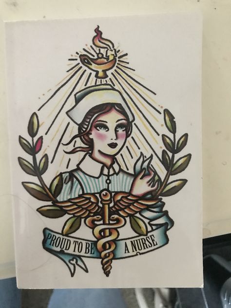 Nurse American Traditional Tattoo, Nursing Symbol Tattoo, Nursing Tatoos Ideas, Subtle Nurse Tattoo, Nurse Cap Tattoo, Vintage Nurse Tattoo, Traditional Nurse Tattoo, Traditional Tattoo Nurse, Florence Tattoo