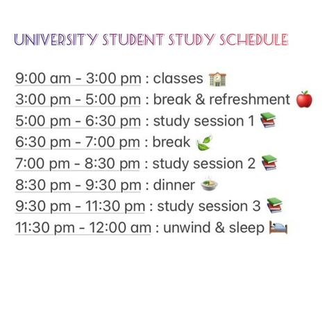 University Study Timetable, Perfect Study Timetable, Study Timetable After School, 16 Hours Study Timetable, Study Session Schedule, Study Schedule After School, Study Timetable Ideas, Studying Timetable, University Timetable