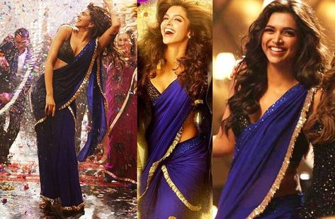 1 saree - Deepika Padukone badtameez dil Deepika In Saree, Deepika Padukone Saree, Deepika Padukone Hair, Lehenga Sari, Royal Blue Saree, Farewell Sarees, Sabyasachi Sarees, Bollywood Theme, Sarees For Girls