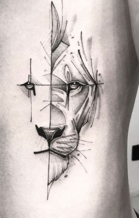 Small Lion Tattoo, Geometric Lion Tattoo, Leo Tattoo Designs, Lion Tattoo Sleeves, Wolf Tattoo Sleeve, Mens Lion Tattoo, M Tattoos, Lion Head Tattoos, Lion Tattoo Design