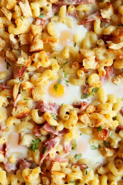 Mac And Cheese Ham, American Mac And Cheese, Restaurant Menu Ideas, Ultimate Mac And Cheese, Cheese Twists, Ham Casserole, Croque Madame, Leftover Bread, Ham And Cheese Sandwich