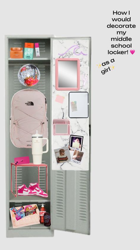 How I would decorate MY MIDDLE SCHOOL LOCKER!! 🩷 || TAGS: #preppy #vibes #locker #middleschool #girly #vibes #inspo #lockerinspo #pink #taylorswift #bubble #drunkelephant #prep #girl #school Locker Ideas For Girls 6th Grade, Girls Locker Ideas, Locker Inspiration, 6th Grade Girls, School Locker Decorations, Middle School Lockers, Middle School Essentials, Prep Girl, Locker Ideas