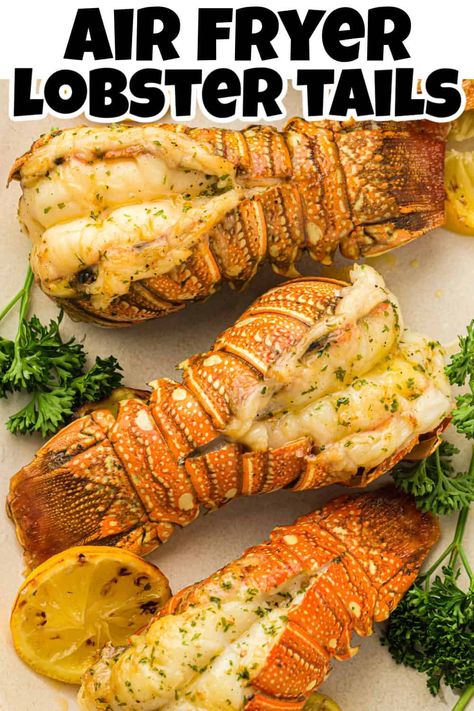 Treat yourself to a restaurant-quality meal at home with these Air Fryer Lobster Tails topped with a mouthwatering garlic butter sauce. Tender, juicy, and bursting with flavor, you won't believe they were air-fried! This simple recipe requires just a handful of ingredients, making it an ideal choice for a quick, fancy dinner. Impress your family and satisfy your seafood cravings in minutes! Air Fryer Lobster Tails, Air Fryer Lobster, Seafood Cravings, No Bake Cherry Cheesecake, Frozen Lobster, Flexitarian Recipes, Delicious Seafood Recipes, Lobster Tail, Savory Food