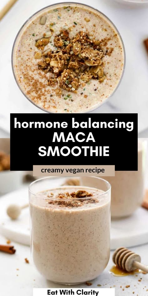 Maca Smoothie Recipes, Maca Recipes, Hormone Balancing Smoothie, Maca Smoothie, Hormone Balancing Recipes, Best Smoothie, Vegan Smoothies, Hormone Health, Smoothie Shakes