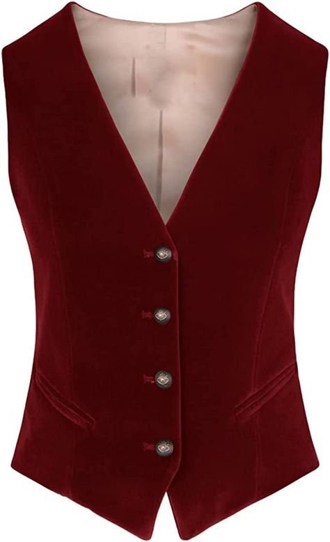 Red Suit Vest, Red Vest Outfit, Red Dress Jacket, Womens Suit Vest, Red Waistcoat, Business Vest, Vest Outfits For Women, Formal Vest, Velvet Vest