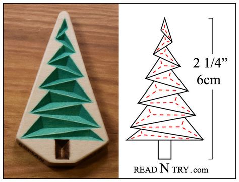 Free Chip Carving Pattern - Christmas Tree Chip Carving Patterns Free, Chip Carving Patterns Beginners, Carved Christmas Ornaments, Wood Carved Ornaments Christmas Decorations, Wood Carving Art Flat, Christmas Wood Carving, Wood Carving Patterns Free, Wood Carved Christmas Tree Ornaments, Chip Carved Christmas Ornaments