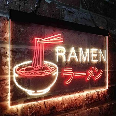 Japanese Noodles Ramen LED Neon Light Sign - 16 x 12 / Blue & Red Neon Store Sign, Ramen Decorations, Neon Window Display, Ramen Neon Sign, Ramen Store Design, Ramen Store, Ramen House, Japanese Restaurant Design, Japan Decor