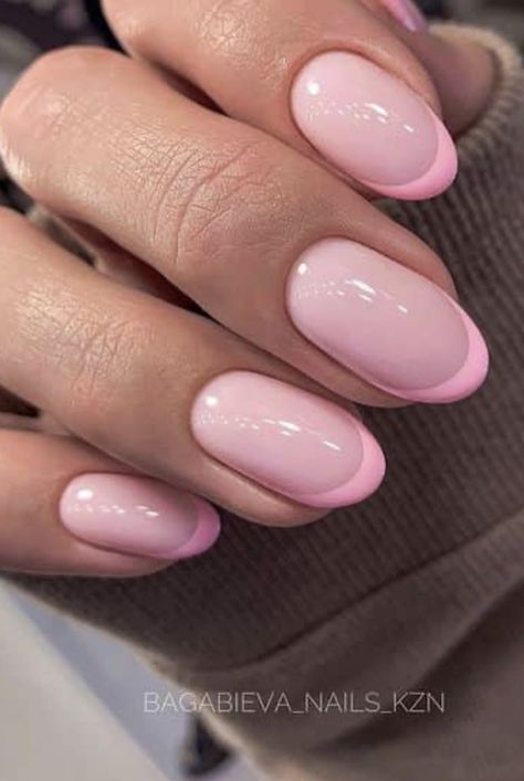 Pink Tip Nails, Pink French Nails, Tip Nails, Thanksgiving Nails, Round Nails, Pink Nail Designs, Pink Nail, Oval Nails, Neutral Nails