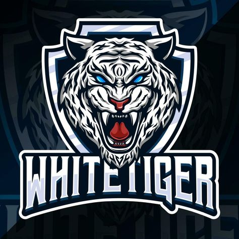 white tiger badge emblem esport logo Tiger Esports Logo, Tiger Football Logo, Logo Tiger, Tiger Team, Tiger Football, Esports Logo, Tiger Logo, Photo Art Frame, Logo Badge