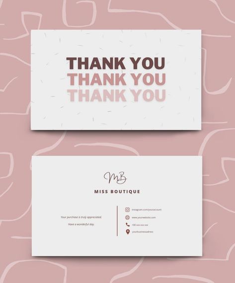 Thank you card design Gift Card Template Design, Thank You Thank You Thank You, Thank You For Shopping, Thank U Card Design, Creative Thank You Card Design, Small Business Instagram, Small Business Cards, Packaging Ideas Business, Small Business Packaging Ideas