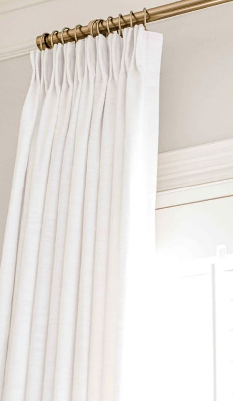 Drapery Wall Bedroom, French Pinch Pleat Curtains, White Pinch Pleat Curtains, Triple Pleat Curtains, Pinch Pleated Drapes Living Rooms, Roman Shades With Blinds, Roman Shades With Drapes, Kitchen Drapery Ideas, Roman Shades Dining Room