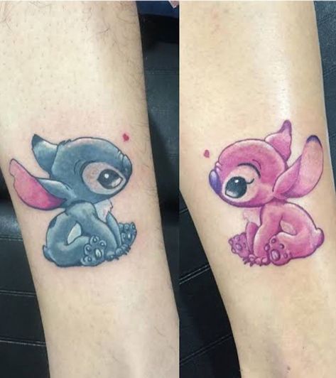 Matching Stitch Tattoos, Disney Couple Tattoos, Disney Stitch Tattoo, Lilo And Stitch Tattoo, Lilo I Stitch, Partner Tattoos, Yacht Aesthetic, Tattoos For Couples, Tattoo Disney