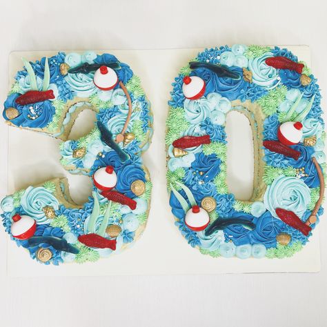 Hunting And Fishing Birthday Cake, Fishing Sheet Cakes For Men, Fishing 30th Birthday Party, 25th Bday Cakes For Him, 30th Birthday Fishing Theme, Salmon Birthday Cake, Fishing Birthday Cake Boys, Fishing Birthday Cake For Men, Fishing Themed Birthday Cake