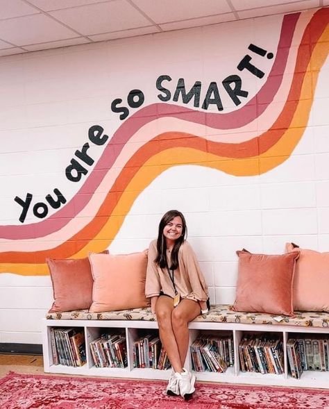 Teachers Classroom Decorations, Elementary School Classroom Aesthetic, Classroom 2024-2025, Elementary Classroom Board Ideas, Teacher Store Ideas, High School English Classroom Aesthetic, Paint Classroom Walls, School Room Themes, Elementary School Lobby Decorating Ideas