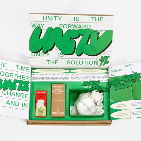 Mandelic Acid + Superfood Unity Exfoliant Discovery Kit - Youth To The People Package Design Skincare, Pr Kit, Unboxing Packaging, Youth To The People, Seed Kit, Modern Packaging, Skincare Packaging, Mandelic Acid, Skin Clear