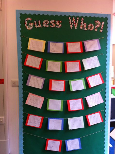 Guess who display Guess Who Bulletin Board Ideas, Guess Who Bulletin Board, Classroom Displays, Door Ideas, Guess Who, Third Grade, Display Ideas, Wall Display, First Day Of School