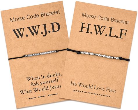 Hwlf Bracelets Meaning, Bracelet Ideas Morse Code, Christian Christmas Gifts, Hwlf Bracelets, How To Make Wwjd Bracelet, Cute Christian Bracelets, Jesus Bracelet Diy, Morse Code Bracelets, Jesus Jewelry