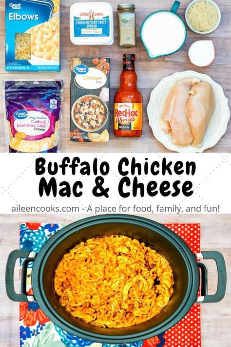 Buffalo Chicken Mac And Cheese Crock Pot, Buffalo Mac N Cheese Recipe, Mac N Cheese Crockpot, Chicken Mac And Cheese Recipe, Buffalo Chicken Mac And Cheese, Buffalo Mac And Cheese, Chicken Mac And Cheese, Creamy Chicken Pot Pie, Dump Recipes