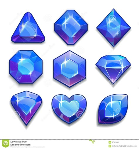 Illustration about Set of cartoon blue jewels with different shapes, isolated on the white background. Illustration of shiny, bright, heart - 57701441 Game Gem, Crystal Drawing, Ui Game, Game Ui Design, Mobile Art, Digital Painting Tutorials, Game Icon, Game Ui, Free Vector Art