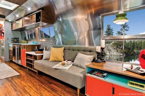 Featured-Image---Western-Pacific-Airstream-by-Timeless-Travel-Trailers-Living2 Travel Trailer Interior, Airstream Living, Airstream Bambi, Airstream Campers, Airstream Remodel, Airstream Interior, Airstream Renovation, Vintage Camper Remodel, Trailer Interior