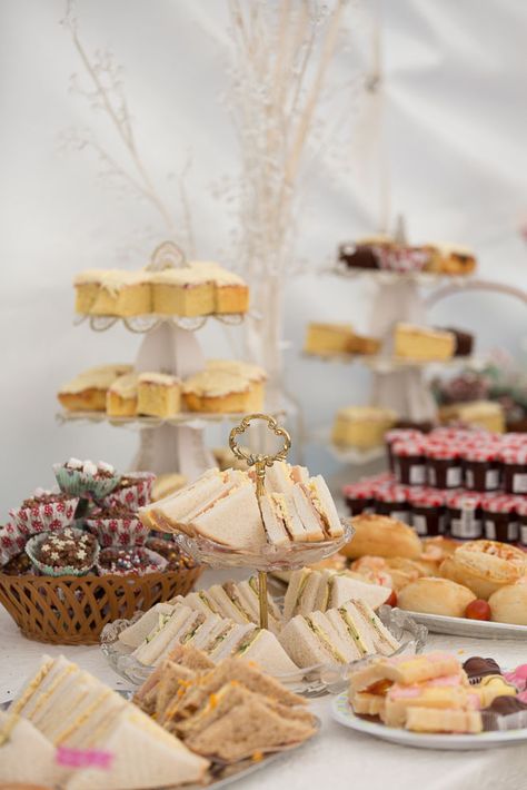 Tea At Wedding, Wedding Afternoon Tea Table, Tea Time Wedding Reception, Wedding Afternoon Tea Ideas, Afternoon Tea Buffet Table, Homemade Afternoon Tea, Afternoon Tea Buffet, British Afternoon Tea, High Tea Wedding Reception