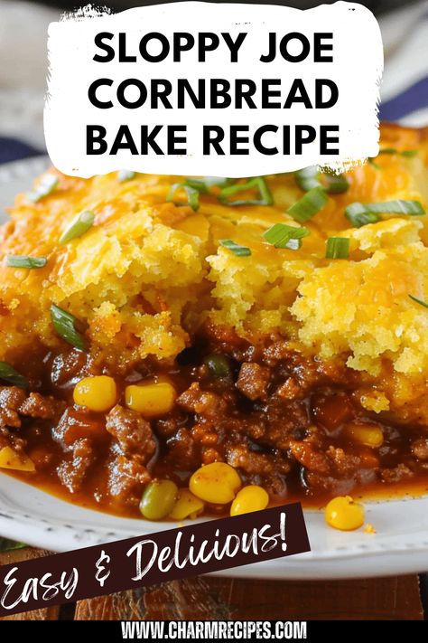 Try this flavorful Sloppy Joe Cornbread Bake that mixes savory ground beef with the tangy goodness of classic Sloppy Joes, all topped off with a sweet cornbread crust. It's a one-pan dinner that’s perfect for family gatherings or weekday meals. This comforting dish appeals to both children and adults, making it a fantastic crowd-pleaser. Learn how to whip up this cozy meal step-by-step and watch your family enjoy every bite. Serve it with a side salad for a complete dinner that's satisfying and delicious. Sloppy Joe Cornbread, Cornbread Bake, Cornbread Crust, Cornbread Topping, Corn Bread Bake, Sloppy Joe Sauce, With Cornbread, Sweet Cornbread, One Pan Dinner