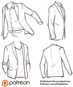 Clothes wrinkles; art reference // Jackets Reference Sheet by Kibbitzer on DeviantArt  ★ || CHARACTER DESIGN REFERENCES (https://www.facebook.com/CharacterDesignReferences & https://www.pinterest.com/characterdesigh) • Love Character Design? Join the #CDChallenge (link→ https://www.facebook.com/groups/CharacterDesignChallenge) Share your unique vision of a theme, promote your art in a community of over 40.000 artists! || ★ Jackets Reference, Suit Drawing, Jacket Drawing, Computer Drawing, Reference Sheet, 캐릭터 드로잉, Poses References, Drawing Clothes, Drawing Tutorials