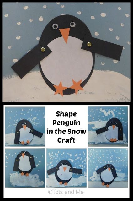 Tots and Me... Growing Up Together: Littles Learning Link Up: February 21, 2017 - Shape Penguin in the Snow Craft Shape Penguin, Snow Craft, Snow Crafts, Penguin Craft, Black Construction Paper, Winter Activities For Kids, Homeschooling Ideas, Art Curriculum, Animal Activities