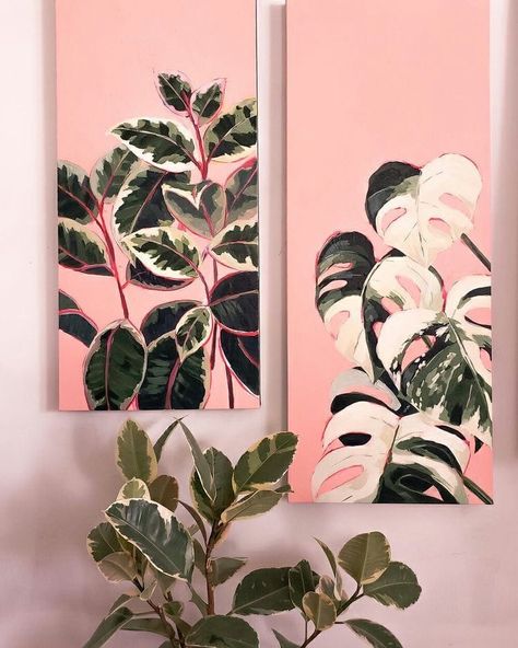 Plant Paintings, Rubber Tree, Plant Painting, Tropical Art, October 25, Art Inspiration Painting, Plant Collection, Plant Art, Painting Art Projects