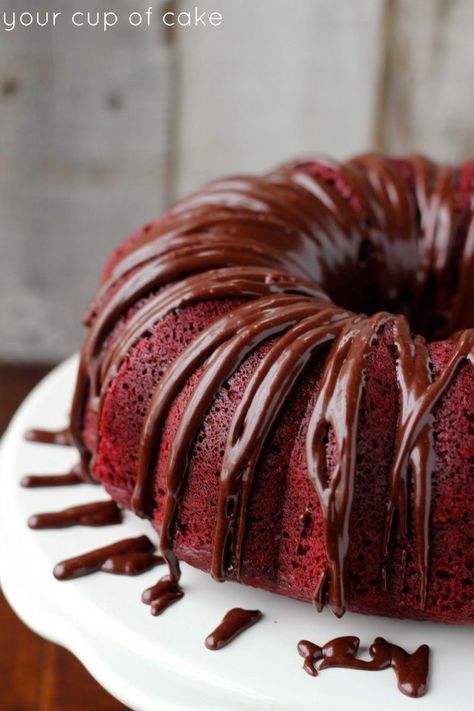 Red Velvet Sour Cream Bundt Cake - Your Cup of Cake Sour Cream Bundt Cake, Bundt Cake Mix, Velvet Recipes, Red Velvet Bundt, Cup Of Cake, Cream Cheese Bundt Cake, Red Velvet Bundt Cake, Red Velet, Easy Sweets