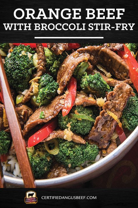 Orange Beef Stir Fry, Recipe With Steak, Pork Broccoli, Steak Peppers, Steak Stirfry Recipes, Beef With Broccoli, Orange Beef, Beef Stir Fry Recipes, Ginger Beef