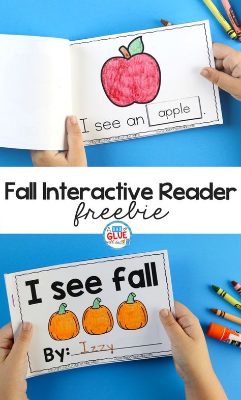 This I See Fall Interactive Reader is a fun hands-on way for students to actively engage and improve their reading skills and increase their vocabulary. I See Emergent Readers Free, A Dab Of Glue Will Do Freebies, Fall Centers Kindergarten Free, Fall Reading Activities Kindergarten, Fall Vocabulary Preschool, Fall Literacy Activities, Free Fall Activities, Fall Reading Activities, Fall Interactive