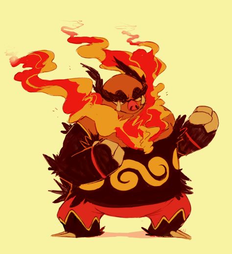 Pokemon Emboar, Tepig Pokemon, Emboar Pokemon, Fanart Pokemon, Pokemon Sprites, Pokemon Starters, Pokemon Poster, Cool Pokemon Wallpapers, Pokémon Black And White