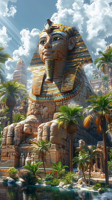 Egyptian Wallpaper, Egyptian Landscape, Egypt Wallpaper, Ancient Egyptian Cities, Starověký Egypt, Egypt Concept Art, Pyramids Egypt, Luxor Temple, Ancient Egypt Art