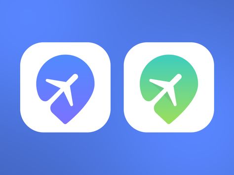 Great use of negative space to incorporate 2 subjects into one: an airplane and a map icon symbol to represent traveling. It's easily understandable what this app icon is for, and the scaleability would work well since it's such a simply design. Launcher Icon, Map Icon, Icon Inspiration, Location Pin, App Concept, Icon Design Inspiration, Map Icons, Travel Icon, Travel Logo