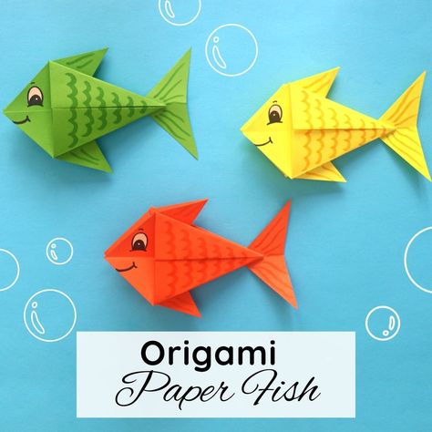 Paper Fish Craft, Fish Origami, Craft Fish, Thema Water, Fish Printables, Craft Origami, Fish Craft, Paper Fish, Tutorial Origami