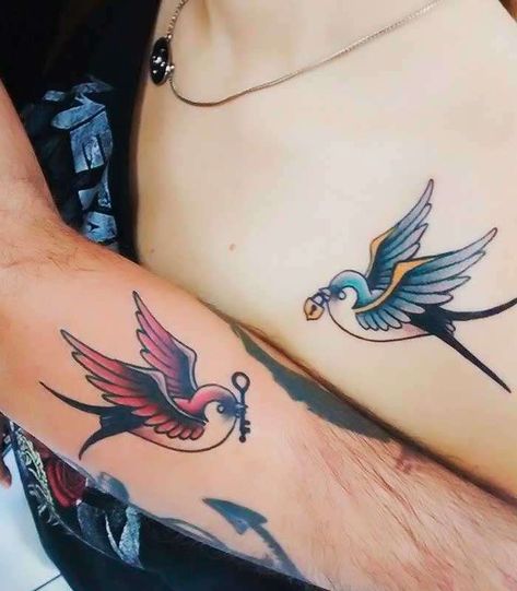 Bird Hand Tattoo, Bird Tattoos Arm, Couple Tattoos Love, Freedom Tattoos, Sparrow Tattoo, Horoscope Tattoos, Knuckle Tattoos, Retro Tattoos, Couple Tattoo