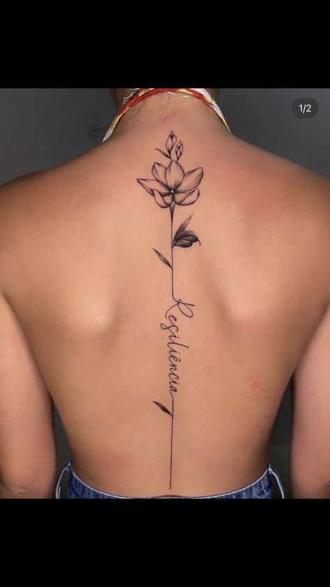 Spine Women Tattoo, Rose And Words Tattoo, Tattoos Thigh Women, Spine Tattoos For Women Names, Henna Tattoo Designs Back Spine, Tattoos Under Breast, Hip Tattoo Men, Tattoo Mujer, Female Spine Tattoos