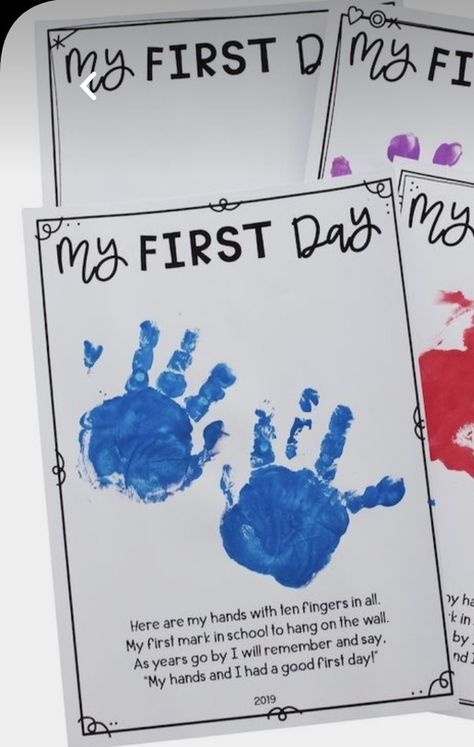 First Day Handprint, Preschool First Week, Handprint Poem, Preschool First Day, Top Teacher, First Day Activities, All About Me Preschool, Welcome To School, First Day School