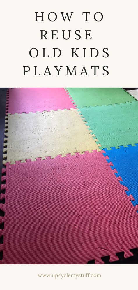 A fun way to repurpose kids play-mats to update your home decor on a budget.  Make a DIY rag rug from baby or kids play mats and old sweaters!  Step by step tutorial. Foam Puzzle Mat Ideas, Diy Washable Rug, Diy Rugs Easy Large, Playmat Diy, Diy Playmat, Rug Upcycle, No Sew Rag Rug, Diy Rug Tutorial, Diy Rag Rug