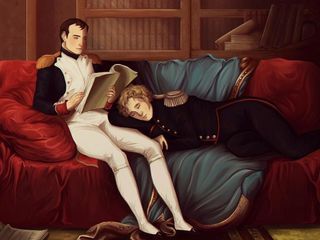 Napoleon X Tsar Alexander, Napoleon X Alexander, Kiss Painting, Historical Humor, Russian Literature, History Literature, History Nerd, Napoleon Bonaparte, Queer Art