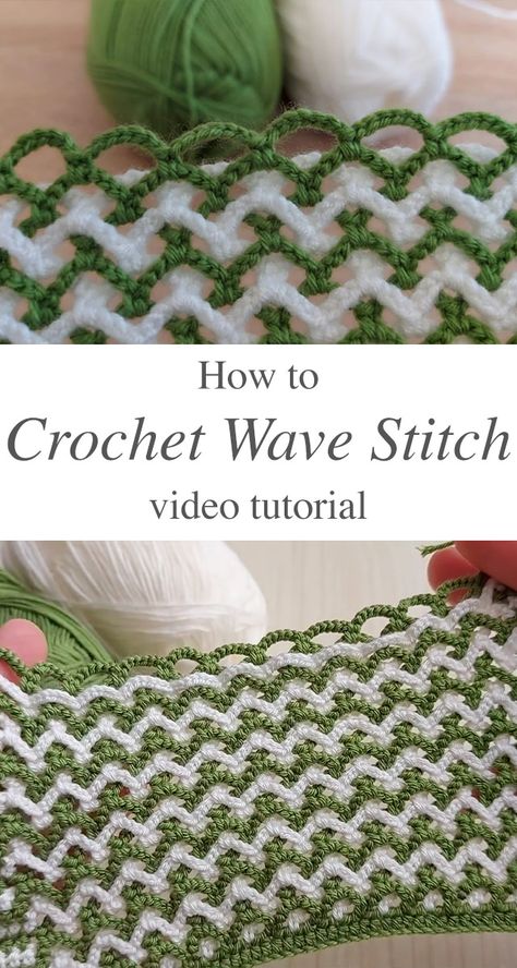 Crochet Wave Stitch - Crochet & Knit by Beja - Free Patterns, Videos + How To All In One Crochet Blanket, Crochet Wave Stitch Tutorial, Crochet Wave Granny Square, Fancy Crochet Stitches Free, Scale Stitch Crochet, Crochet Spiral Stitch, Crochet Grid Stitch, Textured Yarn Crochet, Crochet With Seashells