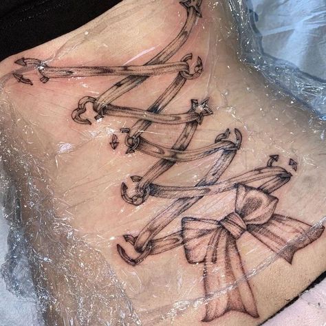 Corset Tattoo Design, Lace Corset Tattoo, Lace Up Back Tattoo, Corset Piercing Tattoo, Corset Ribbon Tattoo, Corset Tattoo Back, Corset Bow Tattoo, Corset Tattoo Leg, Corset Tattoos For Women