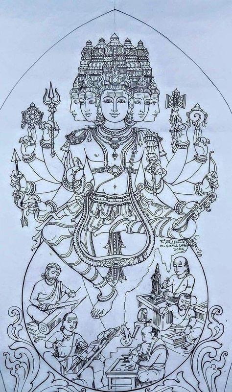 Gods Painting, Hindu Spirituality, Thanjavur Painting, Abstract Tattoo Ideas, Backpiece Tattoo, Temple Drawing, Mysore Painting, Abstract Tattoos, Indian Traditional Paintings