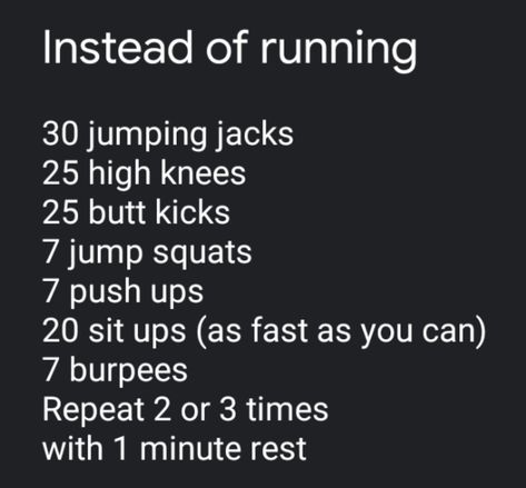 Instead of running do this Workout Instead Of Running Do This, What To Do Instead Of Running, Running In Place Workout, Workouts To Get Better At Running, Workouts To Improve Running, Workouts To Run Faster And Longer, Instead Of Running Workout, Do This Instead Of Running, Athlete Conditioning Workout