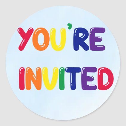 Rainbow Balloon You're Invited Sticker Balloon Invitation, Balloon Party, Rainbow Balloons, You're Invited, Rainbow Stickers, Envelope Seals, Youre Invited, Candy Jars, Party Balloons