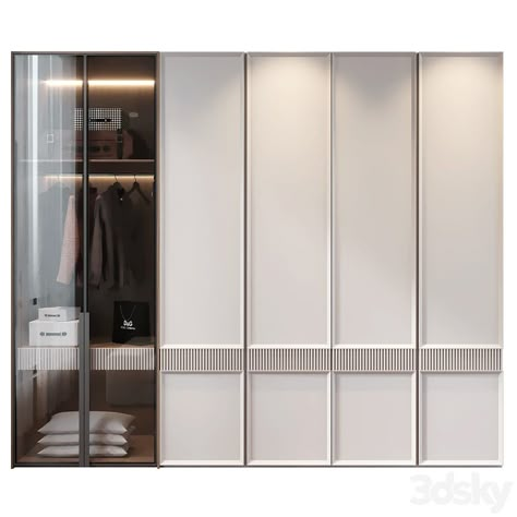 Cabinet GHS-2446 - Wardrobe & Display cabinets - 3D model Wardrobe Texture, Contemporary Wardrobe Design, Modern Classic Wardrobe, Glass Wardrobe Design, Luxury Wardrobe Design, Wardrobe Shutter Design, Wardrobe Display, Glass Wardrobe, Wooden Wardrobe Design