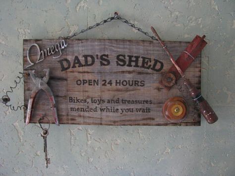 Dad's Shed Sign Grillin And Chillin Sign, Wood Burn Designs, Shed Signs, Wooden Signs Diy, Carved Signs, Wood Burning Crafts, Cameo Projects, Scrap Metal Art, Online Gifts